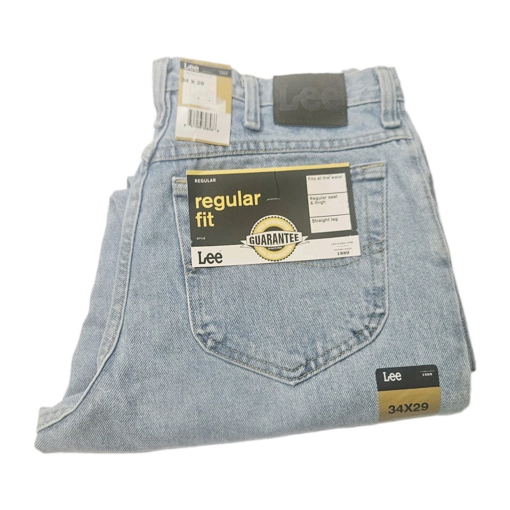 Lee Men's Regular Fit Straight Leg Jeans Size 34x29 Light Wash NWT